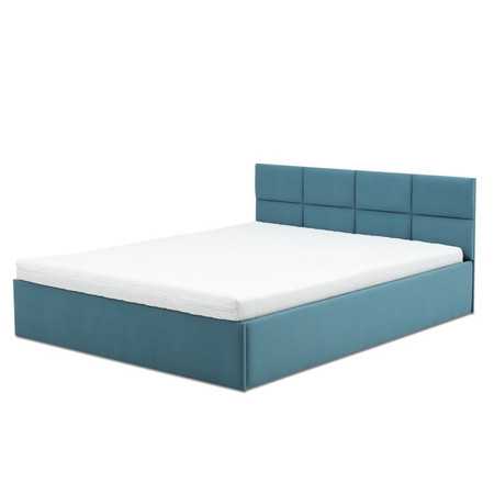Čalouněná postel MONOS s pěnovou matrací rozměr 140x200 cm Tyrkysová SG-nábytek