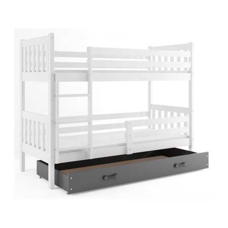 Dětská patrová postel CARINO s úložným prostorem 80x160 cm - bílá Šedá BMS