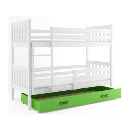 Dětská patrová postel CARINO s úložným prostorem 80x160 cm - bílá Zelená BMS