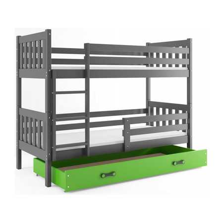 Dětská patrová postel CARINO s úložným prostorem 80x160 cm -grafit Zelená BMS