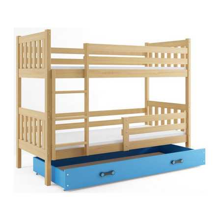 Dětská patrová postel CARINO s úložným prostorem 80x190 cm - borovice Modrá BMS