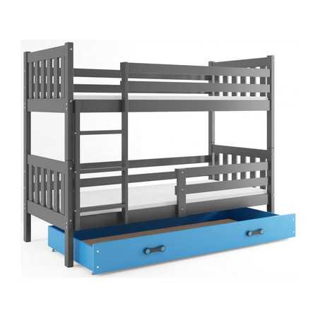 Dětská patrová postel CARINO s úložným prostorem 80x190 cm - grafit Modrá BMS