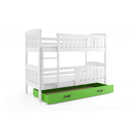Dětská patrová postel KUBUS s úložným prostorem 80x190 cm - bílá Zelená BMS
