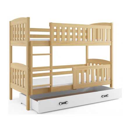 Dětská patrová postel KUBUS s úložným prostorem 80x190 cm - borovice Bílá BMS