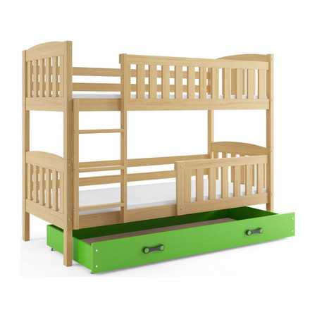 Dětská patrová postel KUBUS s úložným prostorem 80x190 cm - borovice Zelená BMS