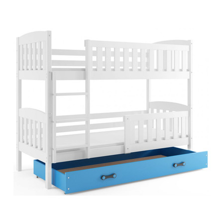 Dětská patrová postel KUBUS s úložným prostorem 90x200 cm - bílá Modrá BMS
