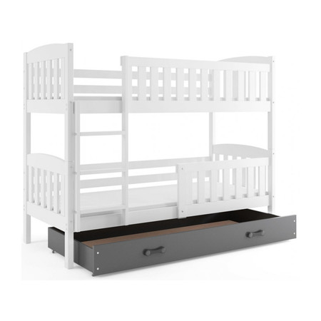 Dětská patrová postel KUBUS s úložným prostorem 90x200 cm - bílá Šedá BMS