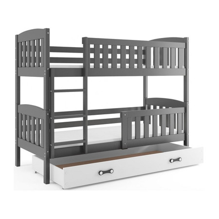 Dětská patrová postel KUBUS s úložným prostorem 90x200 cm - grafit Bílá BMS