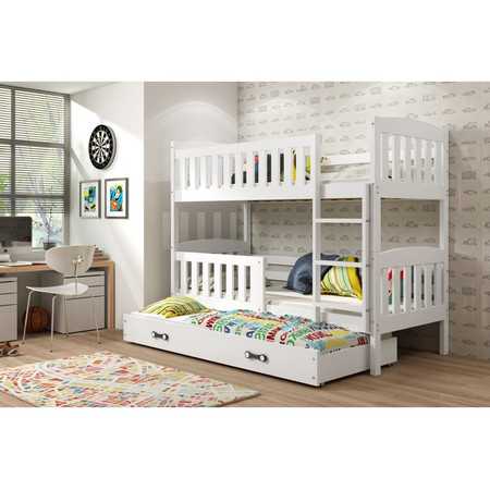 Dětská patrová postel KUBUS s výsuvnou postelí 90x200 cm - bílá Bílá BMS