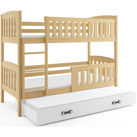Dětská patrová postel KUBUS s výsuvnou postelí 90x200 cm - borovice Bílá BMS