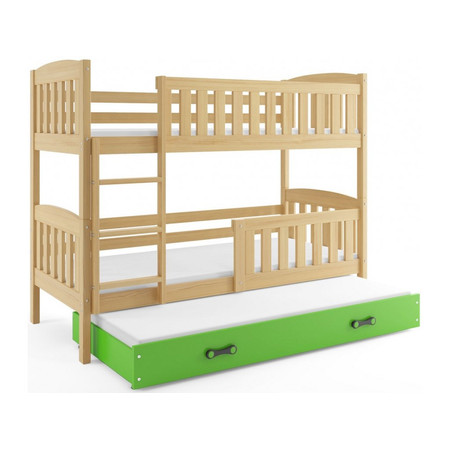 Dětská patrová postel KUBUS s výsuvnou postelí 90x200 cm - borovice Zelená BMS