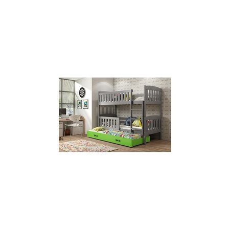 Dětská patrová postel KUBUS s výsuvnou postelí 90x200 cm - grafit Zelená BMS