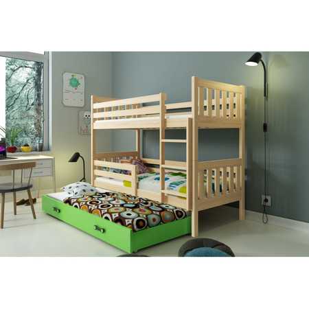 Dětská postel CARINO s výsuvnou postelí 80x190 cm - borovice Zelená BMS