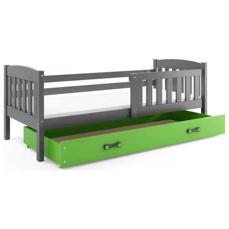 Dětská postel KUBUS s úložným prostorem 80x190 cm - grafit Zelená BMS