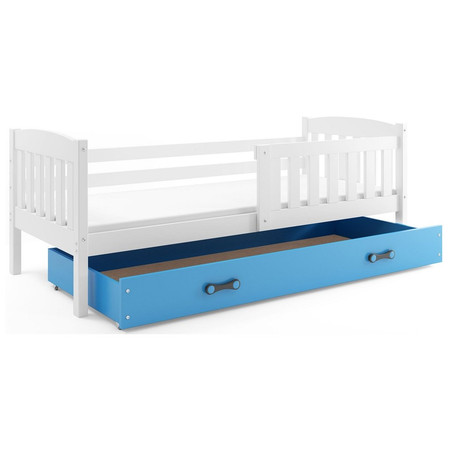 Dětská postel KUBUS s úložným prostorem 90x200 cm - bílá Modrá BMS