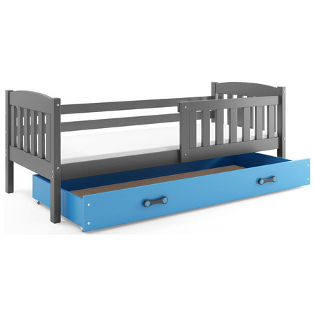 Dětská postel KUBUS s úložným prostorem 90x200 cm - grafit Modrá BMS