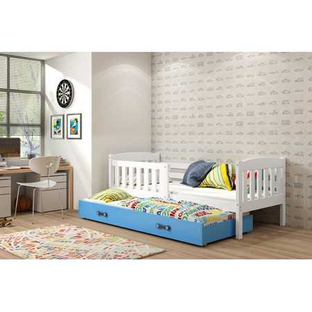 Dětská postel KUBUS s výsuvnou postelí 90x200 cm - bílá Modrá BMS
