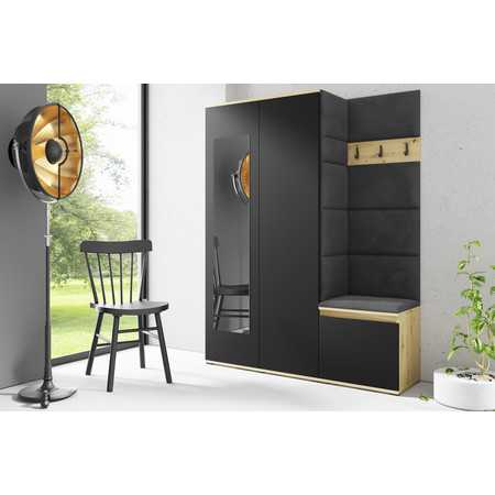 Předsíňová stěna EMI 11 Grafit Se zrcadlem Dub artisan/černá SG-nábytek