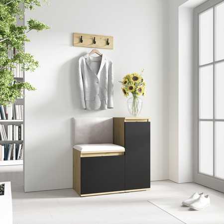 Předsíňová stěna EMI 30 Krémová Dub artisan/černá SG-nábytek