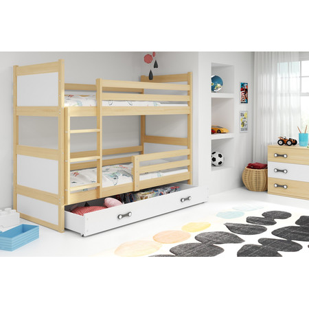 Dětská patrová postel RICO 200x90 cm Šedá v-ruzova-bms BMS